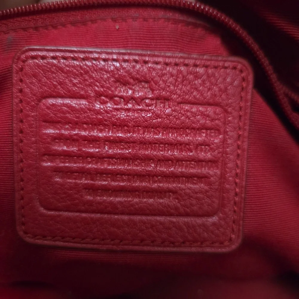 Coach Red Gallery Tote Shoulder Bag with Gold Hardware & Zip Closure